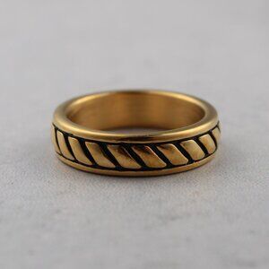 Gold Rope Band Ring Stainless Steel